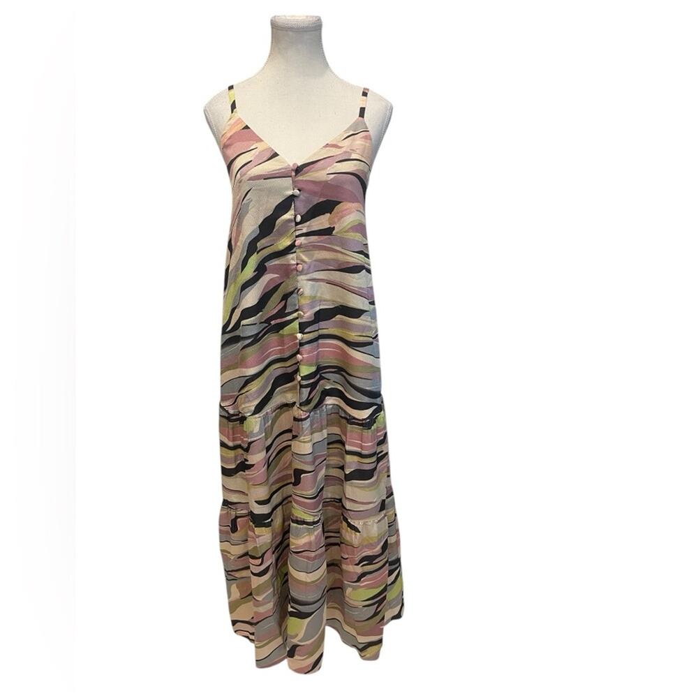Nwt Ted Baker warrenn Dusty Pink Printed Button Through slip Dress US Sz 4 $295